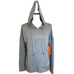 ADRIENNE VITTADINI SPORT HOODED PULLOVER TOP SWEATSHIRT POCKETS DRAWSTRING HOOD